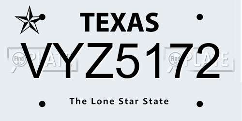 VYZ5172 Texas License Plate