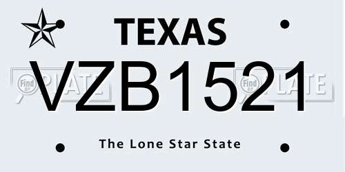 VZB1521 Texas License Plate