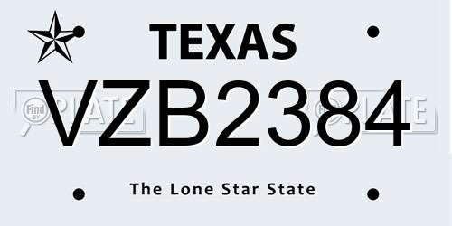 VZB2384 Texas License Plate