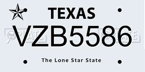 VZB5586 Texas License Plate