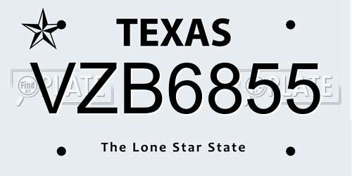 VZB6855 Texas License Plate