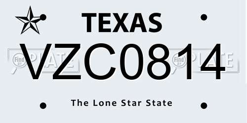 VZC0814 Texas License Plate