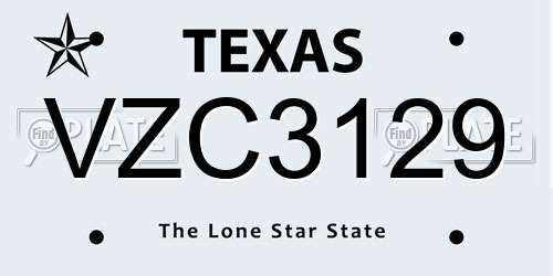 VZC3129 Texas License Plate