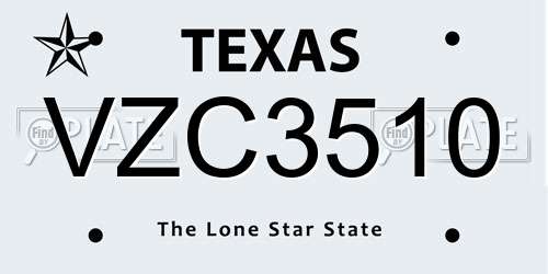 VZC3510 Texas License Plate