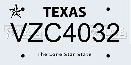 VZC4032 Texas License Plate