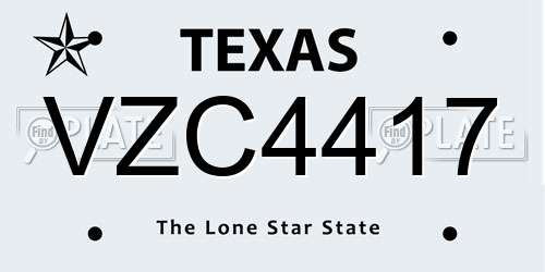 VZC4417 Texas License Plate