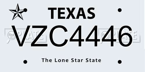 VZC4446 Texas License Plate