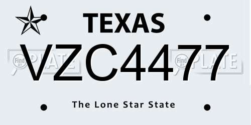 VZC4477 Texas License Plate