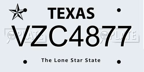 VZC4877 Texas License Plate