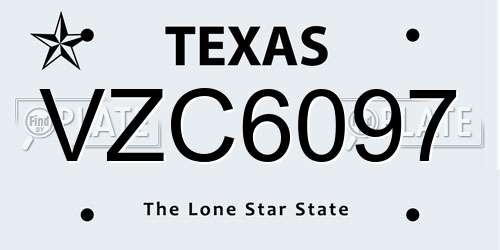 VZC6097 Texas License Plate