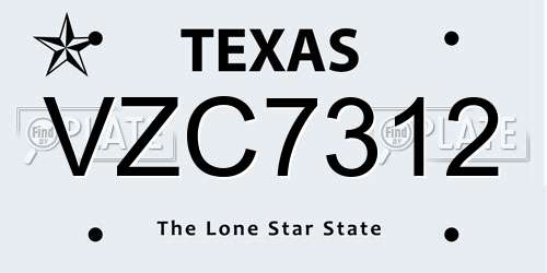 VZC7312 Texas License Plate