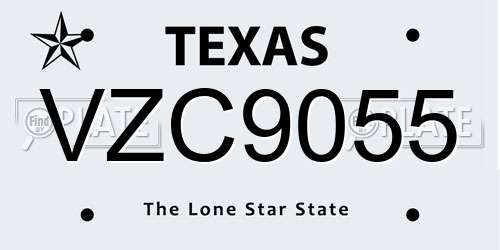 VZC9055 Texas License Plate