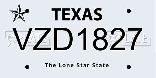 VZD1827 Texas License Plate