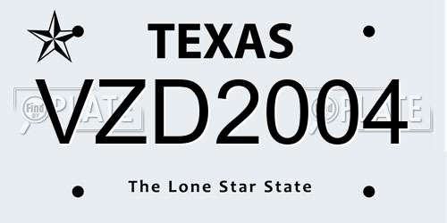 VZD2004 Texas License Plate