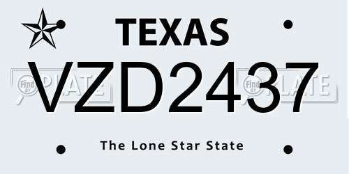 VZD2437 Texas License Plate