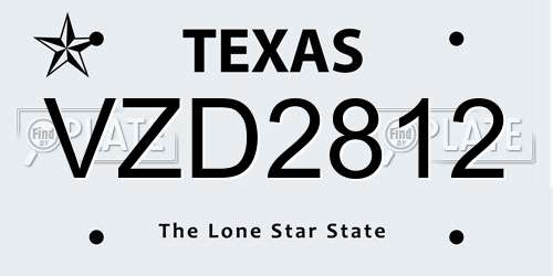 VZD2812 Texas License Plate