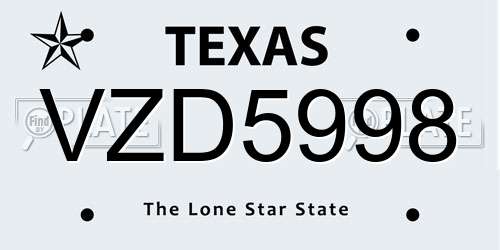 VZD5998 Texas License Plate