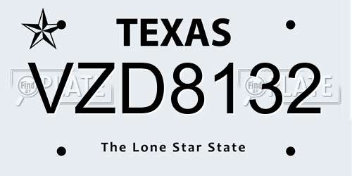 VZD8132 Texas License Plate