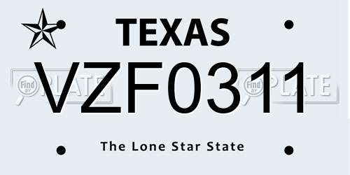 VZF0311 Texas License Plate