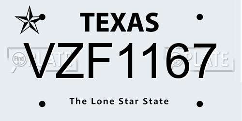 VZF1167 Texas License Plate