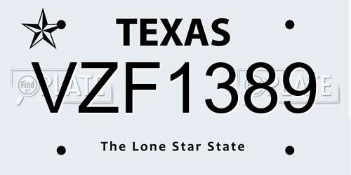VZF1389 Texas License Plate