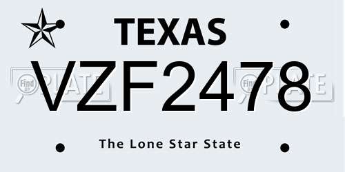 VZF2478 Texas License Plate