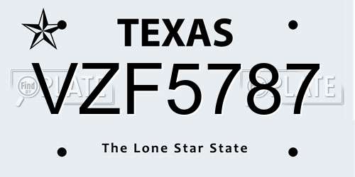 VZF5787 Texas License Plate