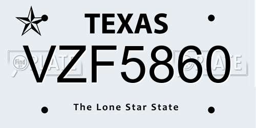 VZF5860 Texas License Plate