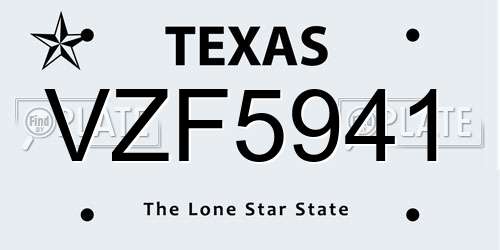 VZF5941 Texas License Plate