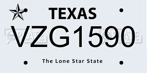 VZG1590 Texas License Plate