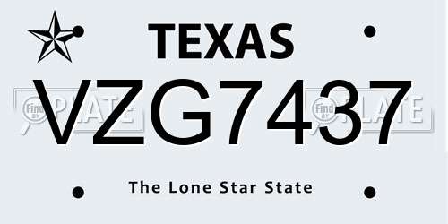 VZG7437 Texas License Plate