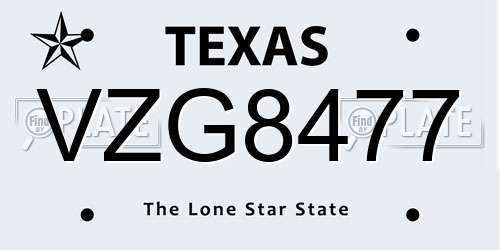 VZG8477 Texas License Plate