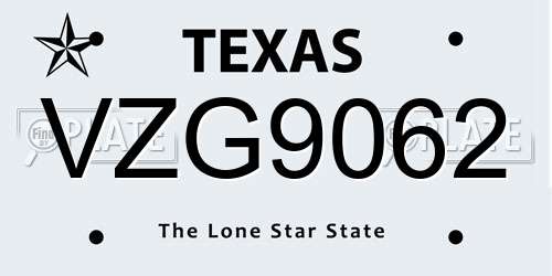 VZG9062 Texas License Plate