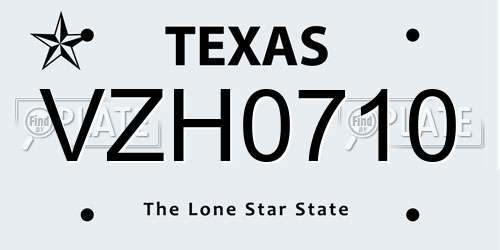 VZH0710 Texas License Plate