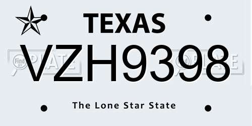 VZH9398 Texas License Plate