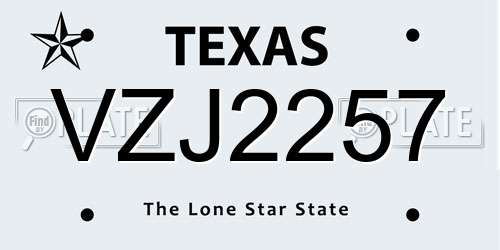 VZJ2257 Texas License Plate