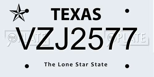 VZJ2577 Texas License Plate