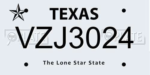 VZJ3024 Texas License Plate