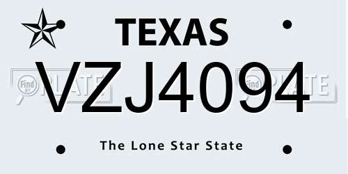 VZJ4094 Texas License Plate