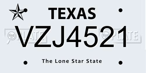 VZJ4521 Texas License Plate