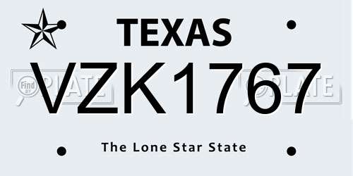 VZK1767 Texas License Plate