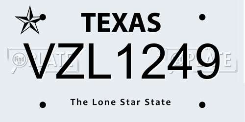 VZL1249 Texas License Plate