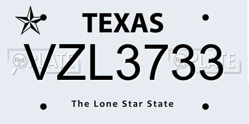 VZL3733 Texas License Plate