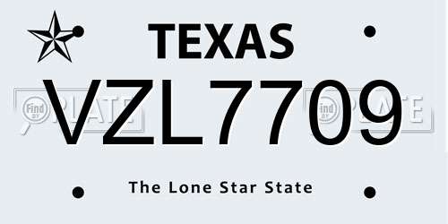 VZL7709 Texas License Plate