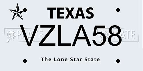 VZLA58 Texas License Plate