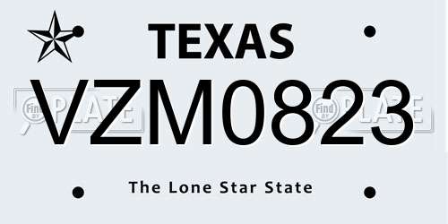 VZM0823 Texas License Plate
