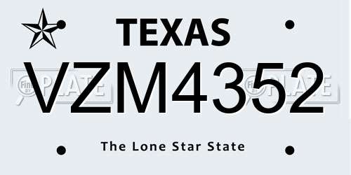 VZM4352 Texas License Plate