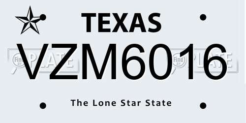 VZM6016 Texas License Plate