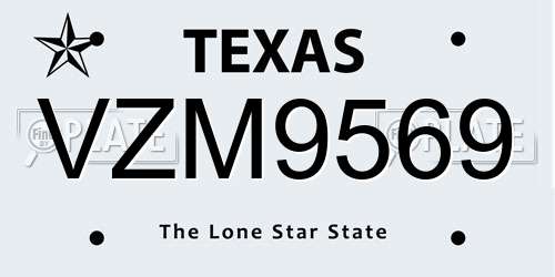VZM9569 Texas License Plate