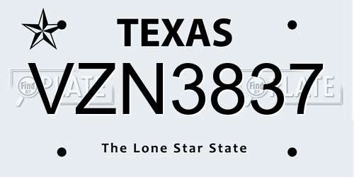 VZN3837 Texas License Plate